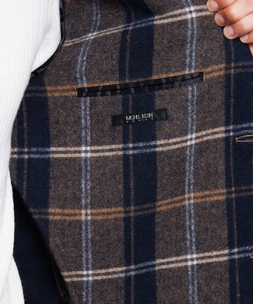 MICHEL KLEIN HOMME   （ミッシェルクランオム）の「コート（接結リバーチェック）（ステンカラーコート・メンズ・ブラック/ネイビー・48/51/46）」の13枚目の写真