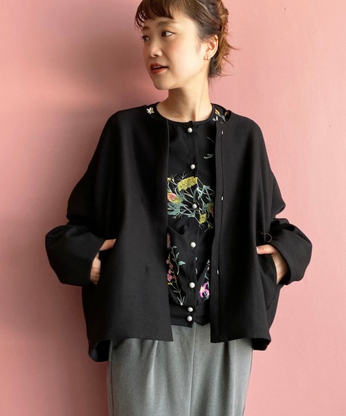PICCIN（ピッチン）の「ドロップショルダーノーカラージャケット（ノー