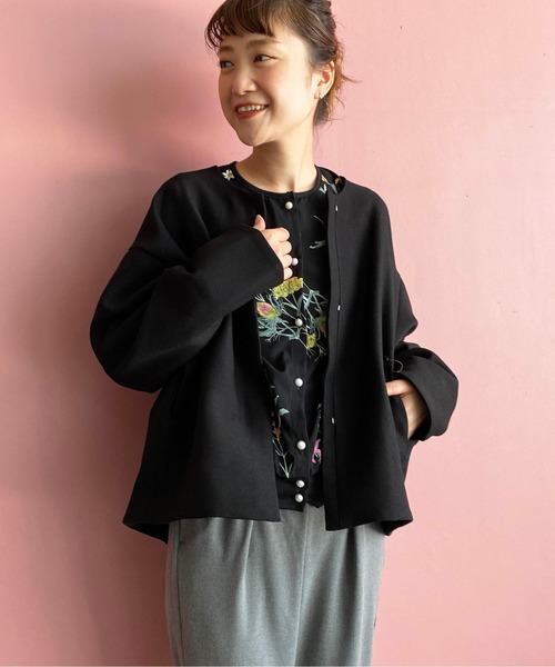 PICCIN（ピッチン）の「ドロップショルダーノーカラージャケット（ノー