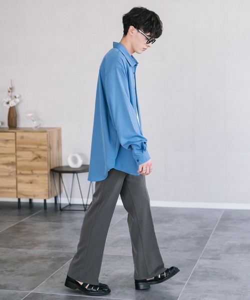 Rocky Monroe(ロッキーモンロー)の「TRストレッチ センタープレス ブーツカットフレアスラックスパンツ 美シルエット(スラックス・メンズ・ベージュ/ブラック/ブラウン/チャコール/グレー/ダークグリーン・M/L/LL/S)」の21枚目の写真