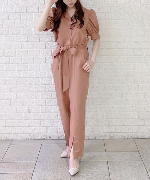 MIIA(ミーア)の「パフスリーブコンビネゾン(サロペット/オーバーオール・レディース・ブラック/オレンジ/ベージュ・FREE)」の3枚目の写真