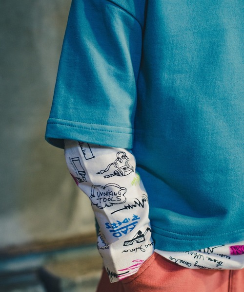 RADCHAP（ラッドチャップ）の「重ね着風トレーナー（スウェット・キッズ・ベージュ/ブルー・120cm/150cm/100cm/110cm/90cm/140cm/130cm）」の4枚目の写真