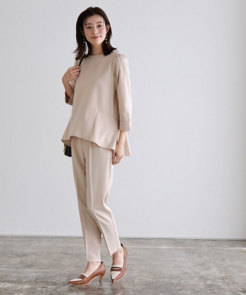 Pierrot（ピエロ）の「バックフレアセットアップ（セットアップ・レディース・ブラック/キャメル/グレイッシュベージュ/ネイビー/グレイッシュブルー/ダークネイビー・M/L/PM）」の18枚目の写真