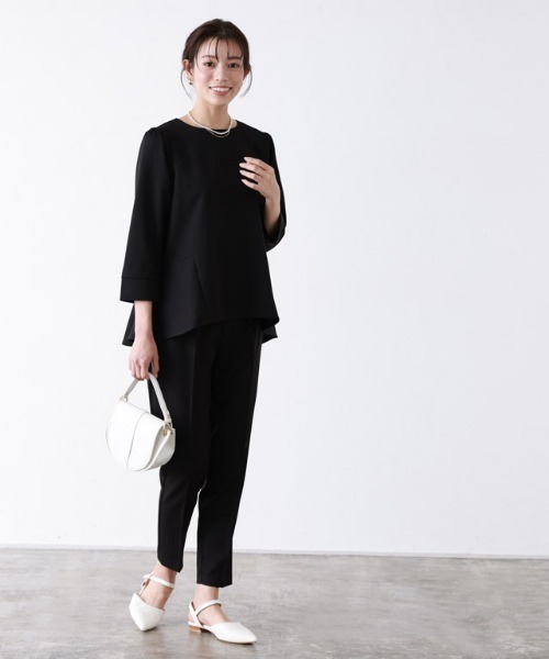 Pierrot（ピエロ）の「バックフレアセットアップ（セットアップ・レディース・ブラック/キャメル/グレイッシュベージュ/ネイビー/グレイッシュブルー/ダークネイビー・M/L/PM）」の16枚目の写真