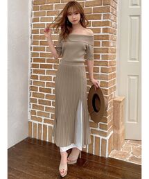 RESEXXY | オフショルプリーツ切替ワンピース(ワンピース)