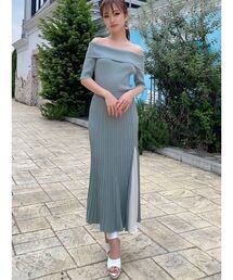 RESEXXY | オフショルプリーツ切替ワンピース(ワンピース)