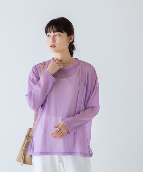 ANGIE(アンジー)の「シアールーズシルエットロンT(長袖)(Tシャツ/カットソー・レディース・ブラック/ライトパープル/ライトグレー・FREE)」の1枚目の写真