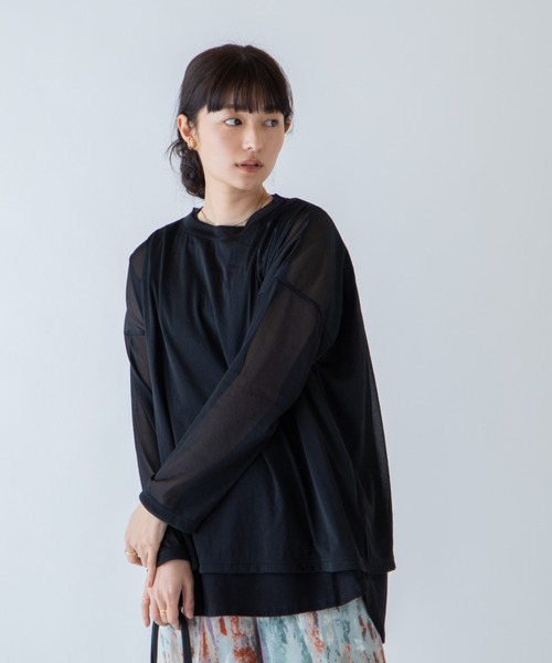 ANGIE(アンジー)の「シアールーズシルエットロンT(長袖)(Tシャツ/カットソー・レディース・ブラック/ライトパープル/ライトグレー・FREE)」の2枚目の写真