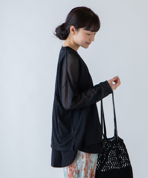 ANGIE(アンジー)の「シアールーズシルエットロンT(長袖)(Tシャツ/カットソー・レディース・ブラック/ライトパープル/ライトグレー・FREE)」の5枚目の写真