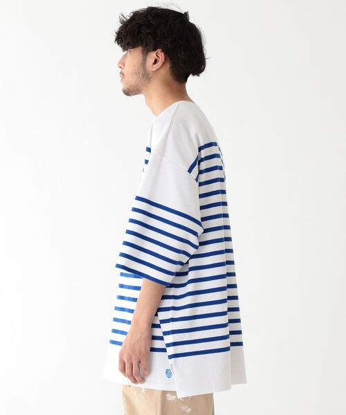 ORCIVAL（オーシバル）の「ORCIVAL × BEAMS / 別注 Russell Over Size Border（Tシャツ/カットソー・メンズ・ブラック/ブルー・4/5/6）」の8枚目の写真