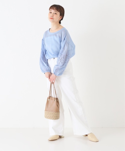 Simplicite（サンプリシテ）の「シアーカットワークブラウス◆（シャツ/ブラウス・レディース・ホワイト/ブラック/ブルー系その他・FREE）」の7枚目の写真