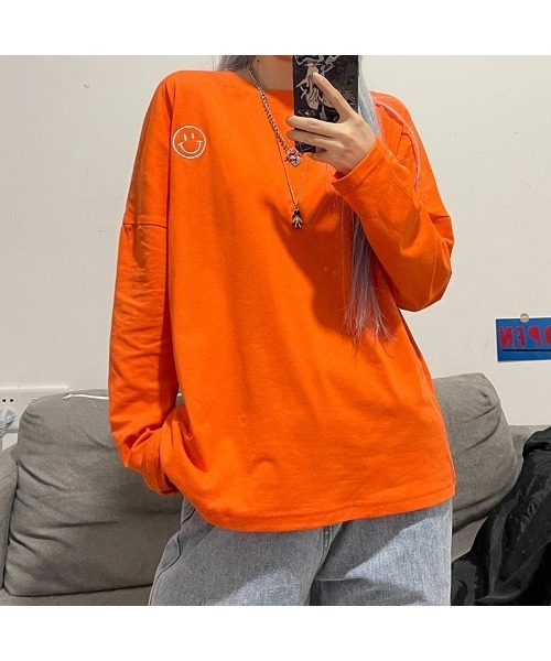 VIBGYOR Women(ヴィブジョー ウィメン)の「【CHW】スマイルポイントビックT(Tシャツ/カットソー・レディース・ホワイト/グリーン/オレンジ/ブラック/ピンク・FREE)」の5枚目の写真