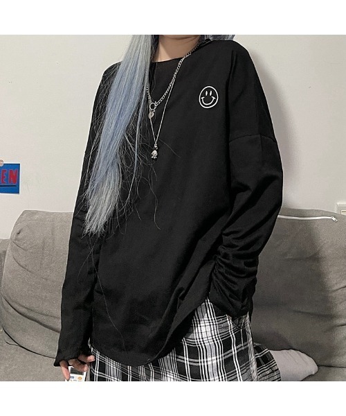 VIBGYOR Women(ヴィブジョー ウィメン)の「【CHW】スマイルポイントビックT(Tシャツ/カットソー・レディース・ホワイト/グリーン/オレンジ/ブラック/ピンク・FREE)」の1枚目の写真
