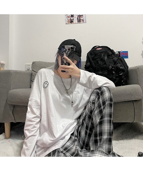 VIBGYOR Women(ヴィブジョー ウィメン)の「【CHW】スマイルポイントビックT(Tシャツ/カットソー・レディース・ホワイト/グリーン/オレンジ/ブラック/ピンク・FREE)」の8枚目の写真