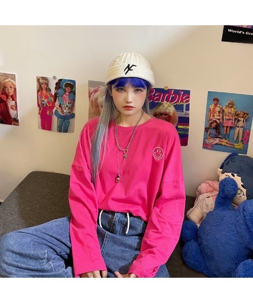 VIBGYOR Women(ヴィブジョー ウィメン)の「【CHW】スマイルポイントビックT(Tシャツ/カットソー・レディース・ホワイト/グリーン/オレンジ/ブラック/ピンク・FREE)」の16枚目の写真