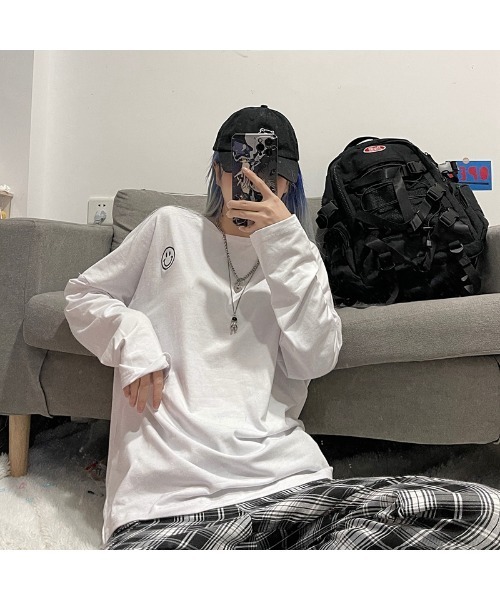 VIBGYOR Women(ヴィブジョー ウィメン)の「【CHW】スマイルポイントビックT(Tシャツ/カットソー・レディース・ホワイト/グリーン/オレンジ/ブラック/ピンク・FREE)」の6枚目の写真