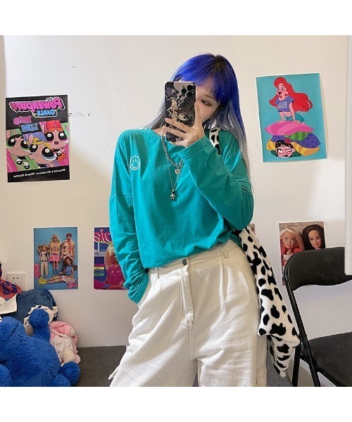 VIBGYOR Women(ヴィブジョー ウィメン)の「【CHW】スマイルポイントビックT(Tシャツ/カットソー・レディース・ホワイト/グリーン/オレンジ/ブラック/ピンク・FREE)」の12枚目の写真