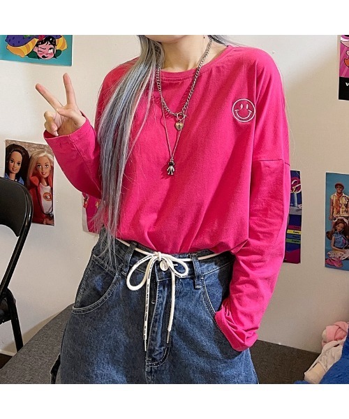 VIBGYOR Women(ヴィブジョー ウィメン)の「【CHW】スマイルポイントビックT(Tシャツ/カットソー・レディース・ホワイト/グリーン/オレンジ/ブラック/ピンク・FREE)」の17枚目の写真