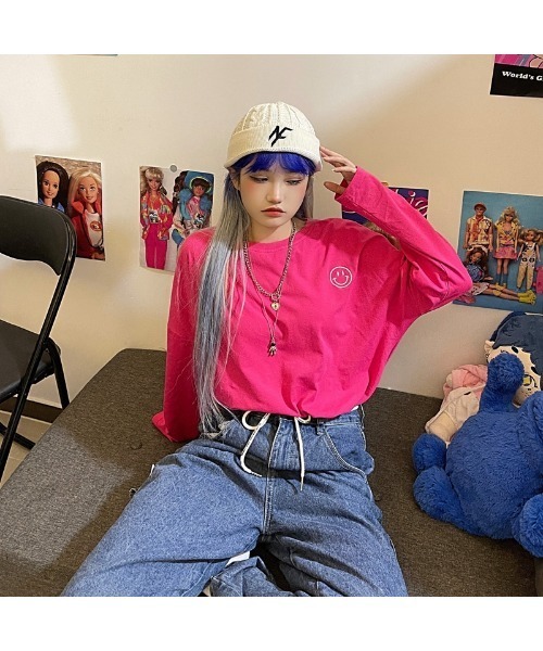 VIBGYOR Women(ヴィブジョー ウィメン)の「【CHW】スマイルポイントビックT(Tシャツ/カットソー・レディース・ホワイト/グリーン/オレンジ/ブラック/ピンク・FREE)」の15枚目の写真