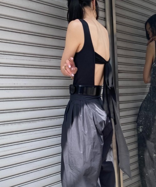 HIROSAI(ヒロサイ)の「バックリボン リブボディースーツ(その他アンダーウェア/インナー・レディース・ホワイト/ブラック・FREE)」の6枚目の写真