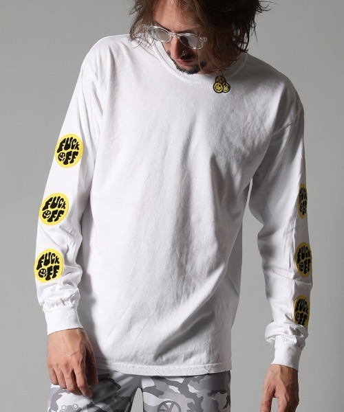 mlt3390-ピグメントダイ6ozコットン天竺 FUCKOFFサガラパッチLS Tシャツ