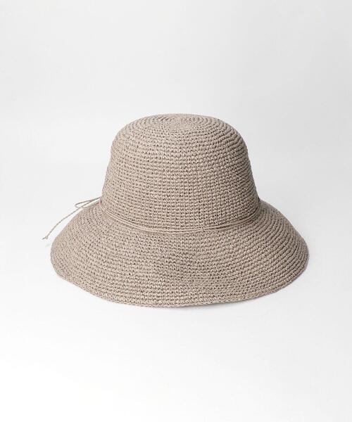 green label relaxing（グリーンレーベルリラクシング）の「[ 手洗い可能 ] SC ウォッシャブル ワシ ツバ広 ハット（ハット・レディース・ライトグレー/ベージュ・FREE）」の4枚目の写真