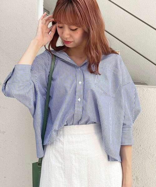 MAJESTIC LEGON（マジェスティックレゴン）の「アソート抜け感シャツ（シャツ/ブラウス・レディース・オフホワイト/ブルー/A/ブルー系その他2・SMALL/MEDIUM）」の6枚目の写真