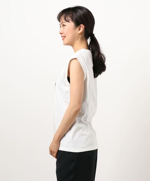 MASTER&Co（マスターアンドコー）の「MASTER&Co. マスター&コー　別注Fロゴタンクトップ（Tシャツ/カットソー・レディース・ホワイト・FREE）」の4枚目の写真