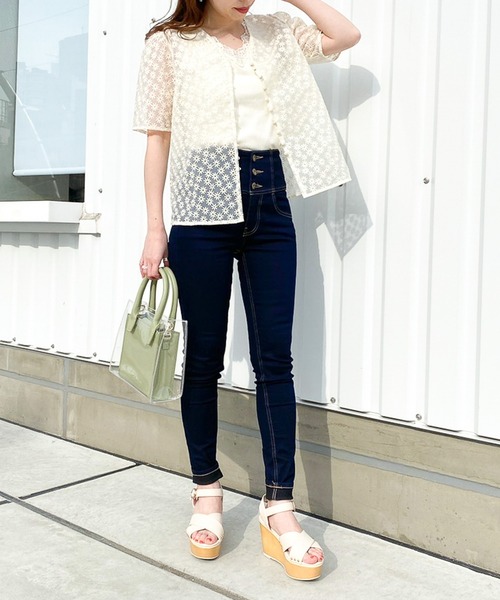 Heather（ヘザー）の「オーガンジーフラワー半袖ブラウス　954132（シャツ/ブラウス・レディース・ブラック系/アイボリー系/ピンク系・FREE）」の8枚目の写真