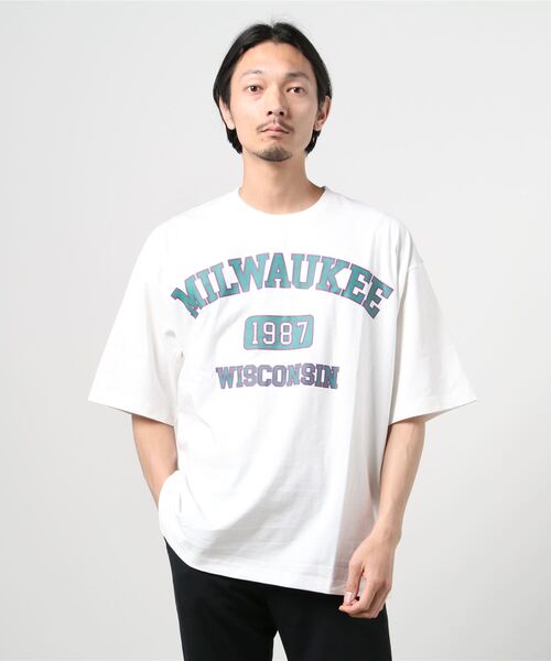 Beno（ビーノ）の「ビンテージ カレッジロゴ プリント Tシャツ 【MILWAUKEE】（Tシャツ/カットソー・メンズ・ブラック/オフホワイト/サックスブルー/アイボリー/ラベンダー/オートミール・M/L）」の20枚目の写真