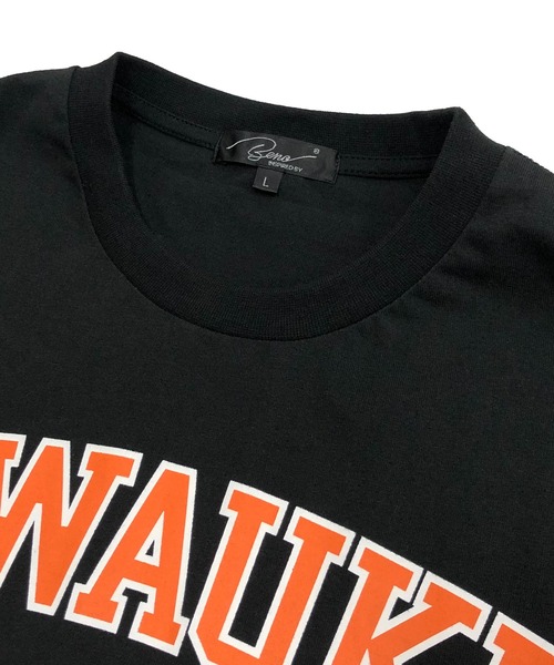 Beno（ビーノ）の「ビンテージ カレッジロゴ プリント Tシャツ 【MILWAUKEE】（Tシャツ/カットソー・メンズ・ブラック/オフホワイト/サックスブルー/アイボリー/ラベンダー/オートミール・M/L）」の14枚目の写真