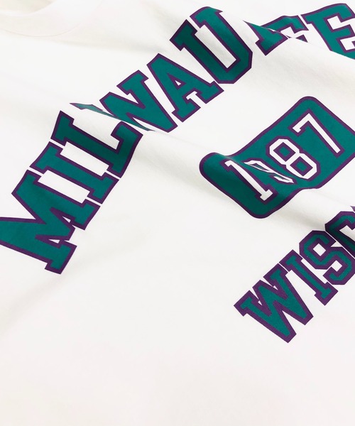 Beno（ビーノ）の「ビンテージ カレッジロゴ プリント Tシャツ 【MILWAUKEE】（Tシャツ/カットソー・メンズ・ブラック/オフホワイト/サックスブルー/アイボリー/ラベンダー/オートミール・M/L）」の12枚目の写真
