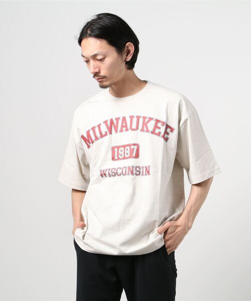 Beno（ビーノ）の「ビンテージ カレッジロゴ プリント Tシャツ 【MILWAUKEE】（Tシャツ/カットソー・メンズ・ブラック/オフホワイト/サックスブルー/アイボリー/ラベンダー/オートミール・M/L）」の17枚目の写真
