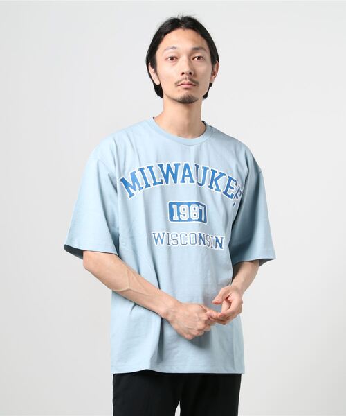 Beno（ビーノ）の「ビンテージ カレッジロゴ プリント Tシャツ 【MILWAUKEE】（Tシャツ/カットソー・メンズ・ブラック/オフホワイト/サックスブルー/アイボリー/ラベンダー/オートミール・M/L）」の16枚目の写真