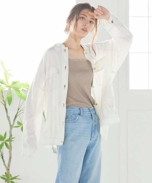 LIPSTAR(リップスター)の「リネン混ルーズシャツ(シャツ/ブラウス・レディース・オフホワイト/ブルー・M)」の1枚目の写真