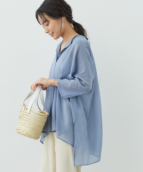 SALON adam et rope'（サロン アダム エ ロペ）の「【WEB限定カラー】［選べる6色］リラックスシアースキッパーシャツ（シャツ/ブラウス・レディース・ブルー系その他4/ホワイト/ピンク/ベージュ/ダークブラウン/ブラック・FREE）」の5枚目の写真