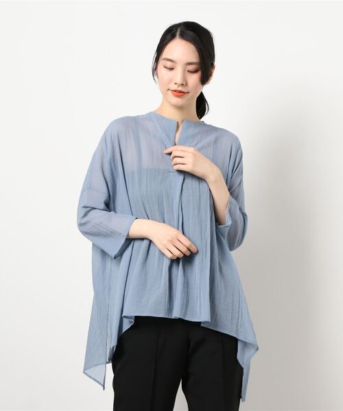 SALON adam et rope'（サロン アダム エ ロペ）の「【WEB限定カラー】［選べる6色］リラックスシアースキッパーシャツ（シャツ/ブラウス・レディース・ブルー系その他4/ホワイト/ピンク/ベージュ/ダークブラウン/ブラック・FREE）」の7枚目の写真