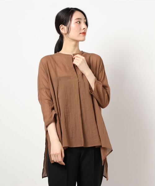 SALON adam et rope'（サロン アダム エ ロペ）の「【WEB限定カラー】［選べる6色］リラックスシアースキッパーシャツ（シャツ/ブラウス・レディース・ブルー系その他4/ホワイト/ピンク/ベージュ/ダークブラウン/ブラック・FREE）」の8枚目の写真