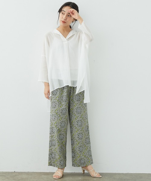 SALON adam et rope'（サロン アダム エ ロペ）の「【WEB限定カラー】［選べる6色］リラックスシアースキッパーシャツ（シャツ/ブラウス・レディース・ブルー系その他4/ホワイト/ピンク/ベージュ/ダークブラウン/ブラック・FREE）」の16枚目の写真