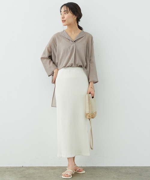 SALON adam et rope'（サロン アダム エ ロペ）の「【WEB限定カラー】［選べる6色］リラックスシアースキッパーシャツ（シャツ/ブラウス・レディース・ブルー系その他4/ホワイト/ピンク/ベージュ/ダークブラウン/ブラック・FREE）」の19枚目の写真