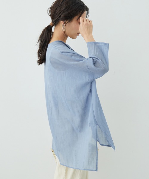 SALON adam et rope'（サロン アダム エ ロペ）の「【WEB限定カラー】［選べる6色］リラックスシアースキッパーシャツ（シャツ/ブラウス・レディース・ブルー系その他4/ホワイト/ピンク/ベージュ/ダークブラウン/ブラック・FREE）」の21枚目の写真