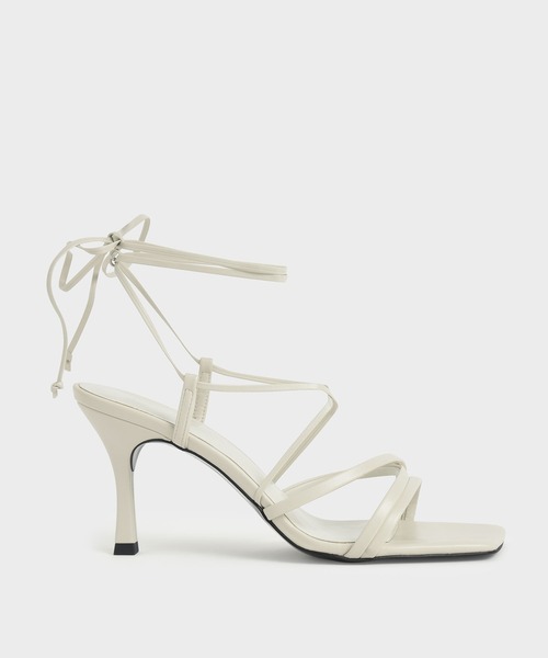 CHARLES & KEITH(チャールズ & キース)の「タイアラウンド ストラッピーサンダル / Tie-Around Strappy Sandals(サンダル・レディース・ブラック/オフホワイト/その他3・22.5cm/23cm/23.5cm/24.5cm/25cm/25.5cm)」の1枚目の写真