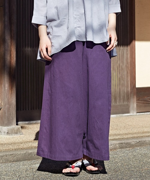 カヤ(カヤ)の「【カヤ】四季巡り幅広もんぺ風パンツ(その他パンツ・レディース・ホワイト/グレー/ダークパープル/スミクロ・FREE)」の4枚目の写真