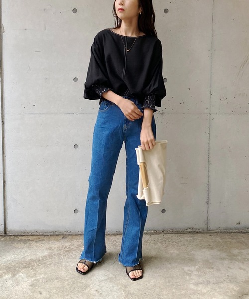 CAPRICIEUX LE'MAGE（カプリシューレマージュ）の「柄カフスステッチTブラウス（シャツ/ブラウス・レディース・ブラック/ホワイト・FREE）」の20枚目の写真