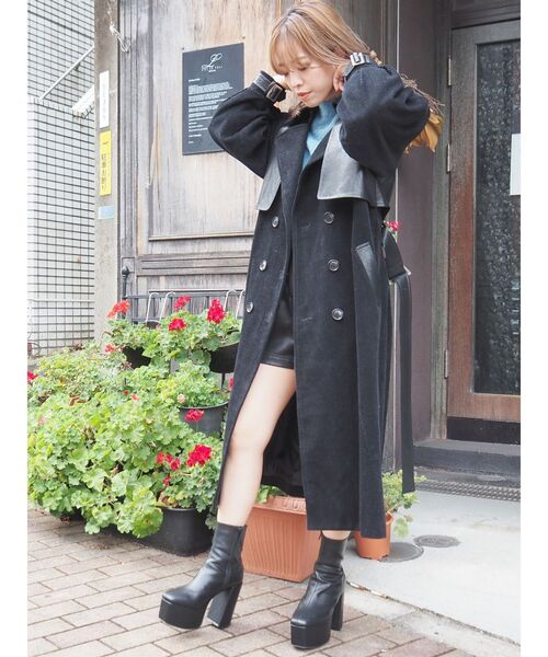 EVRIS(エヴリス)の「レザーライクチャンキーブーツ(ブーツ・レディース・ブラウン/ブラック・SMALL/LARGE/MEDIUM)」の7枚目の写真