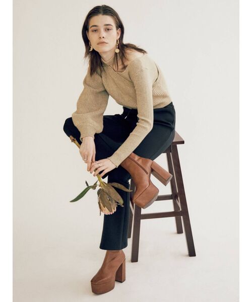 EVRIS(エヴリス)の「レザーライクチャンキーブーツ(ブーツ・レディース・ブラウン/ブラック・SMALL/LARGE/MEDIUM)」の16枚目の写真