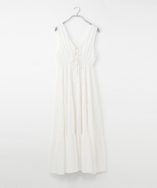 Heather（ヘザー）の「コットンティアードノースリーブワンピース　216686（ワンピース・レディース・ホワイト/ブラック/オレンジ・FREE）」の9枚目の写真