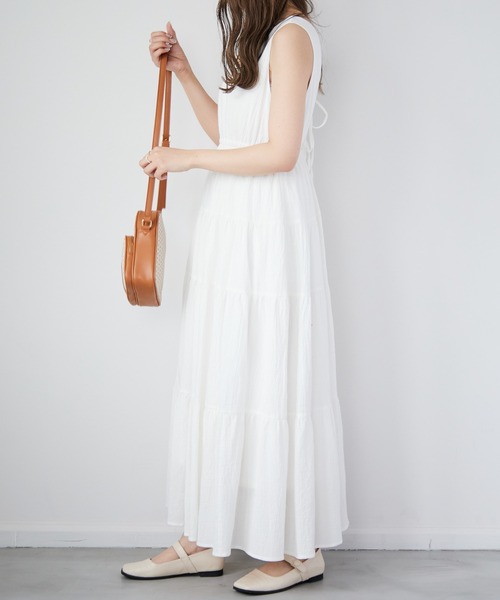 Heather（ヘザー）の「コットンティアードノースリーブワンピース　216686（ワンピース・レディース・ホワイト/ブラック/オレンジ・FREE）」の10枚目の写真