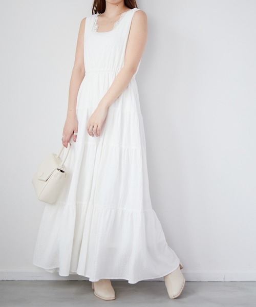 Heather（ヘザー）の「コットンティアードノースリーブワンピース　216686（ワンピース・レディース・ホワイト/ブラック/オレンジ・FREE）」の13枚目の写真