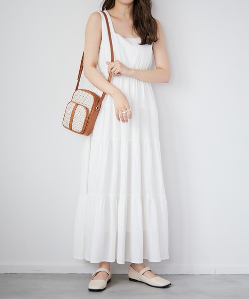 Heather（ヘザー）の「コットンティアードノースリーブワンピース　216686（ワンピース・レディース・ホワイト/ブラック/オレンジ・FREE）」の12枚目の写真